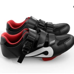 Peloton Unisex Cycling Shoes Black/White/Red Size 41 Women 10 Men's 8. PL-SH-02